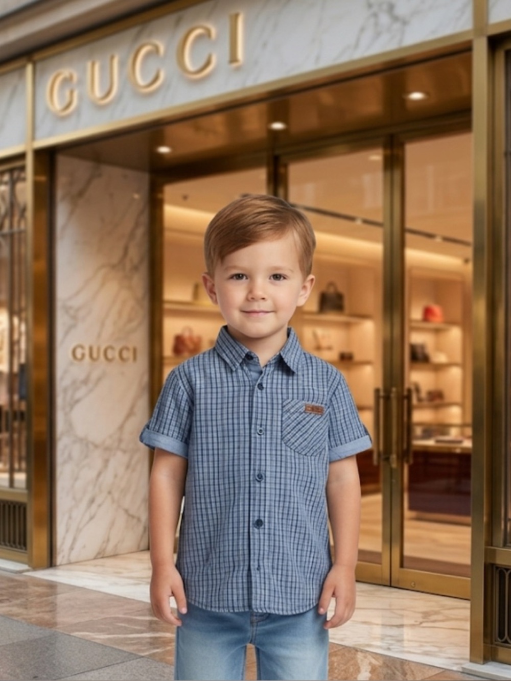 Authentic Gucci luxury designer boys button down shirt sz 4